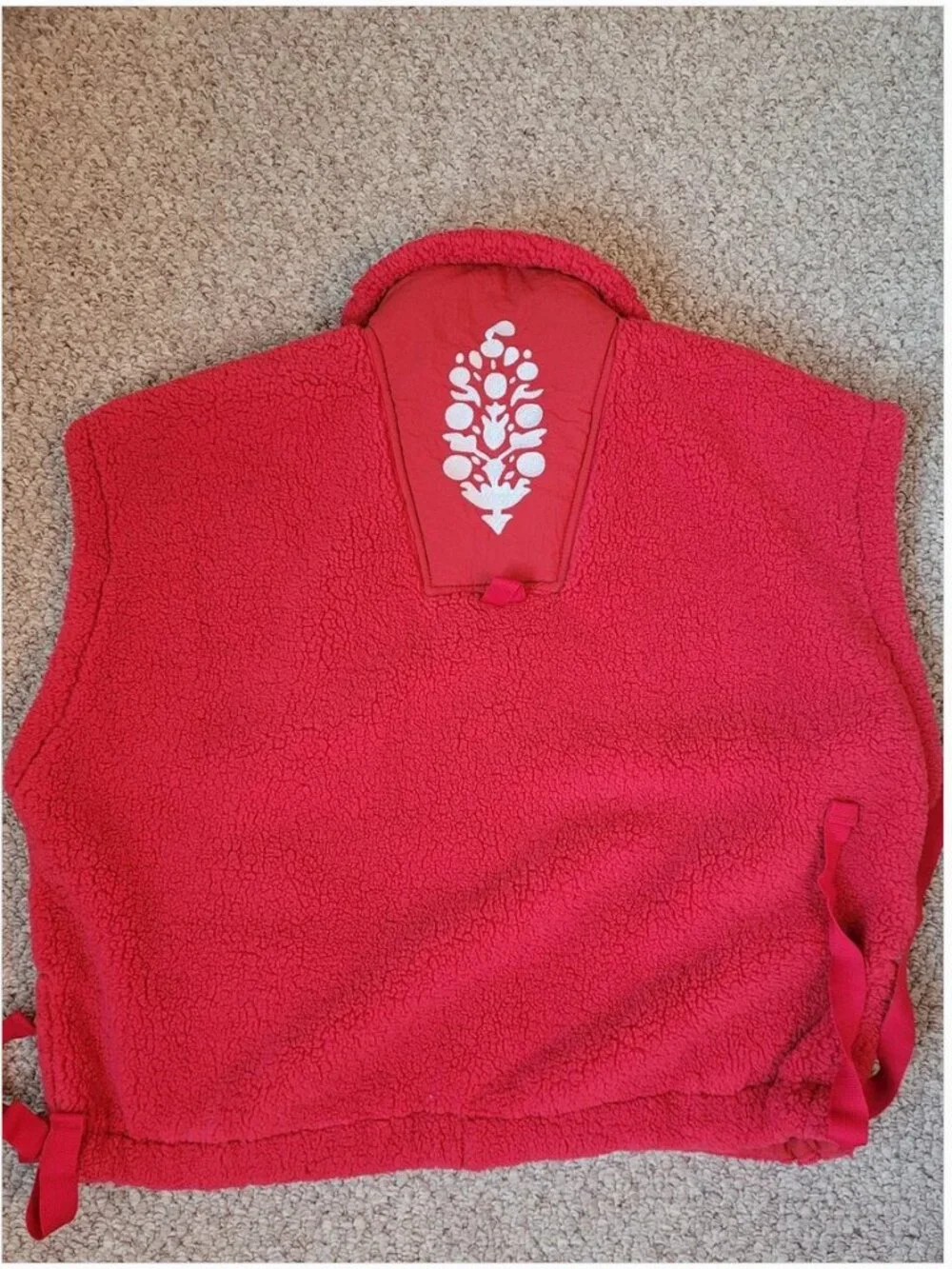 Free People NWT Movement Fleece Oversized Red Vest Back Logo size L